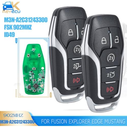 KEYECU 164-R789 Smart Remote Key FSK 902MHz HITAG PRO 49 Chip for Ford Fusion Explorer edge Mustang 2013-2017 M3N-A2C31243300