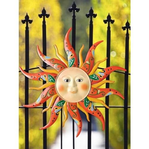 Metal Sun Wall Art Decor Sun Face Garden Wall Hanging Pendant Indoor Outdoor Home Decoration Accessories