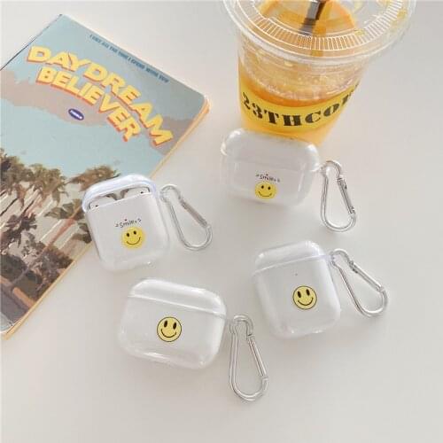 Cute Smiley soft clear silicone Earphone shell Cover For Airpod pro 3 Earphone case For Apple Airpod 2/1 for airpods capa fundas