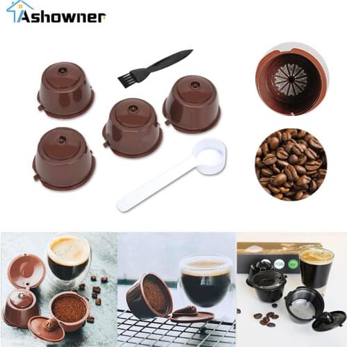 Reusable Coffee Capsule Filter Cup for Nescafe Dolce Gusto Refillable Caps Spoon Brush Filter Baskets