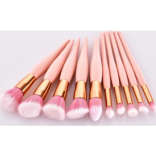 10Pcs Ennke Black White Pink Foundation Eye Shadow Repair Capacity Concealer Professional Makeup Brush Kit Tool