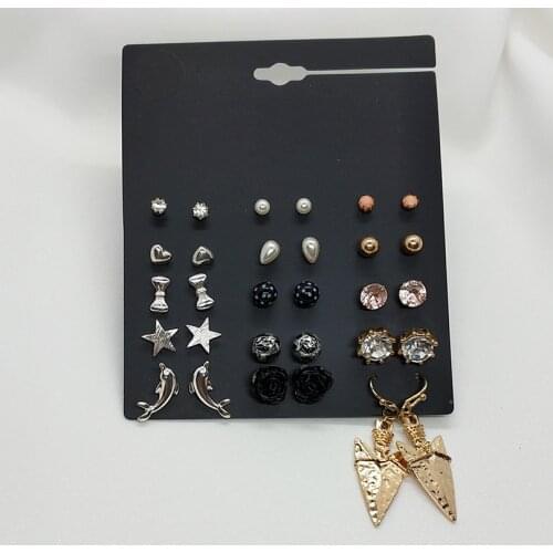 Many Stylishes Stud Earrings Set Fashion Crystal Round Heart Star Earrings Brincos Jewelry Accessory Wholesale