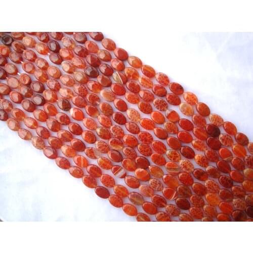 Natural Crab Fire Agate Flat Oval 8*12mm Loose Beads For Jewelry Making DIY Bracelet Necklace Earrings