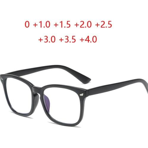 Fashion Anti Blue Light Presbyopic Spectacles Women Men Full Frame Square Power Glasses Magnifier 0 +100 +150 +200 To +400