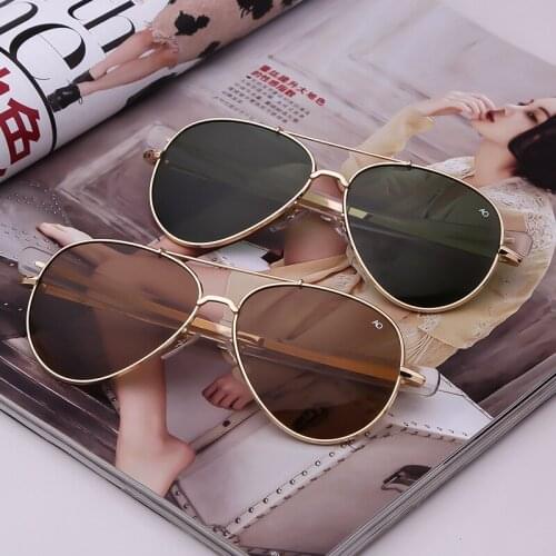 Unisex sunglasses men 2021 uv400 oval American Army Military Optical AO sunglasses pilot driving glasses oculos de sol masculino