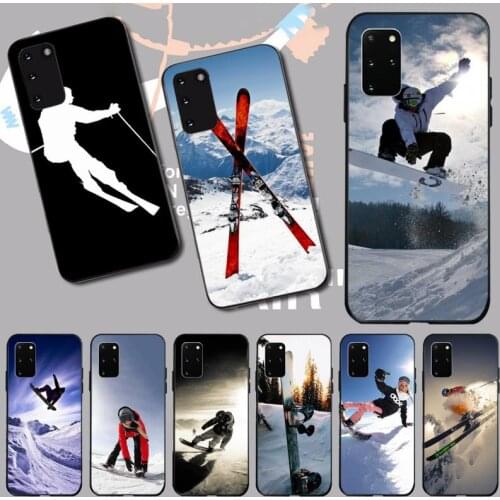 PENGHUWAN Snow Snowboard Skis Soft Silicone Black Phone Case for Samsung S20 plus Ultra S6 S7 edge S8 S9 plus S10 5G