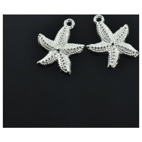 15pcs Silver Plated starfish Charms alloy Pendants for Bracelet Necklace Jewelry Making Accessories DIY 23*19mm D728