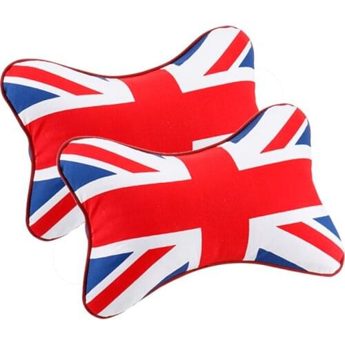 2pcs Union Jack Polyester Neck Headrest Pillow For MINI COOPER S Clubman Countryman R55 R56 R57 R60 R61 F55 F56