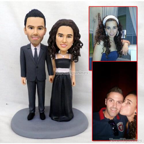 Custom Clay sculpey Sculpting real face human doll by polymer clay figure wedding cake topper decor gift for valentine halloween