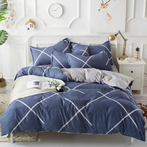 Bed Linens Super Soft Comfortable Simplicity Bed Comforter Home Textile-Cross White Blue Zipper Bedding Set Queen Size Quilt Set