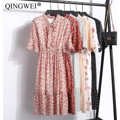 Летние платья в горошек QINGWEI China At AliExpress