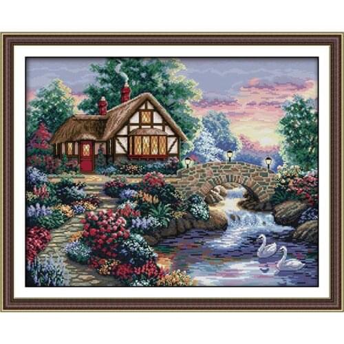 Needlework, DIY Embroidery, Beautiful Home Painting, DMC Cross Stitch Kit, 11ct 14ct Landscape Cross Stitch, Embroidery Supplies