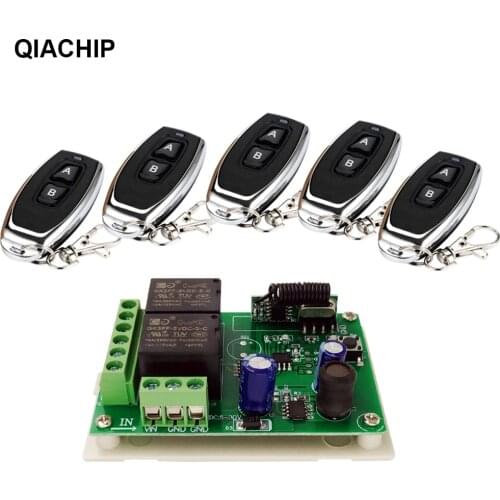 QIACHIP 433MHz Universal DC 6V 12V 24V 2CH Wireless Smart Remote Control Switch Receiver Module Transmitter For Lamp Motor