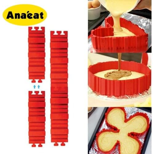 ANAEAT 4Pcs/Set Magic Cake Mold Multi Style DIY Puzzle Silicone Mold Bread Cake Pan Cake Mold Silicone Form Baking Tool