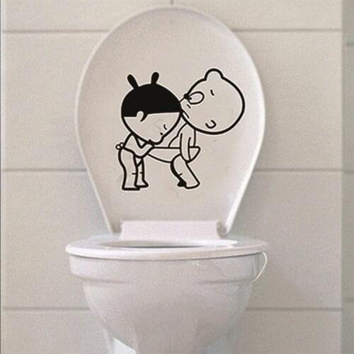 Funny girl peeping boy bathroom toilet seat wall decals diy waterproof wall sticker home decor mural for washroom art stickers