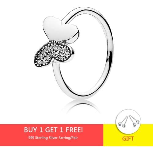 925 Sterling Silver Butterfly Ring Cocoon into a Butterfly Rebirth Jewelry Making with Clear CZ for Women Gift