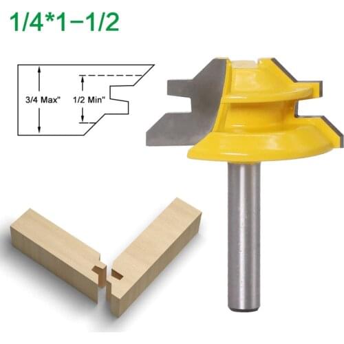 1/4" 6.35mm Straight Shank Small Lock Miter Router Bit Anti-kickback 45 Degree 1/2 Inch Stock Tenon Cutter Milling Cutter