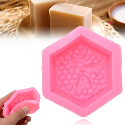 1pc Random Color Silicone Mold 3D Bee Honeycomb Shape For Chocolate Cake Making Soft Mold Candle Handmade Soap Mould