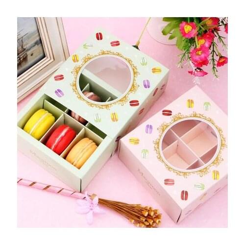10/20/40pcs Macaron Cake Box Window 6 Grid Chocolate Candy Cookies Pastry Food Package wedding Party Birthday Gift Packaging Box