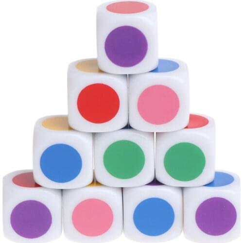 10pcs 16mm Blank on Each Face Six Sided Dice Teaching Plastic Cubes Classroom Teaching Aids Dices for Role Playing Games
