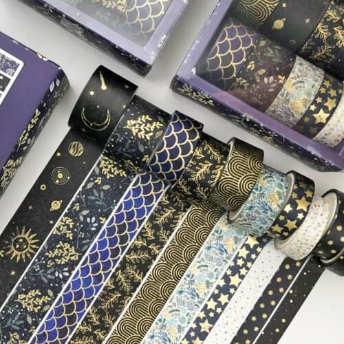 10 Pcs/lot Gold Foil Washi Masking Tape Scrapbooking Stationary School Supplies