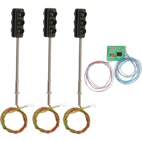 3pcs 60mm Model 3-Light Metal Traffic Signal Lights 5-6V 0.36W Power LED Train Railway Architecture Diorama Scenery Accessories