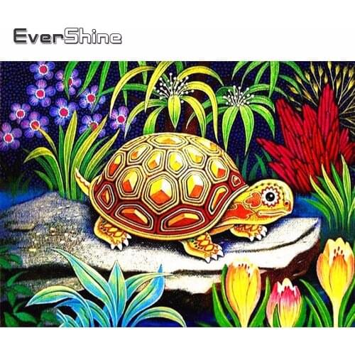 Evershine 5D Diamond Mosaic Full Display Animals Cross Stitch Diamond Embroidery Sale Tortoise Rhinestones Pictures Home Decor