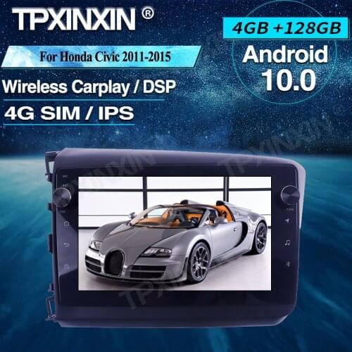 Android Car Radio 4+128G For Honda Civic 2011-2015 Car Multimedia Player Headunit Audio Radio Car GPS Navigtion Wireless Carplay