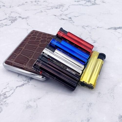Butane Gas Torch Lighter Blue Flame Windproof Galvanized Iron Shell Compact High Quality Cigarette Lighter Cigar Accessories