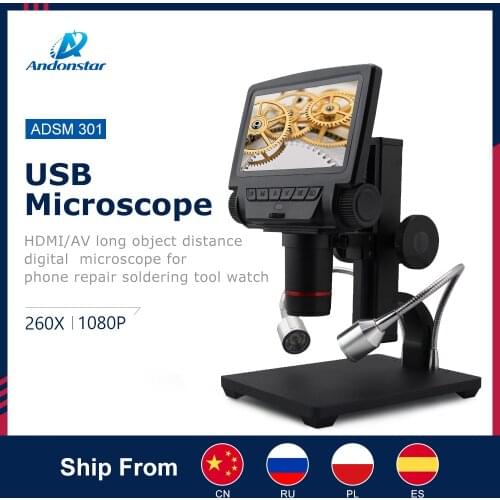 Andonstar ADSM301 new HDMI/USB microscope long object distance electronic microscope for mobile phone rapair soldering tool bga