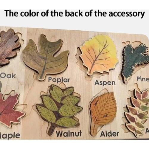 Wooden Leaf Puzzle Leaf Wall Decorative Art Handicraft Hanging For Living Room Bedroom Early Childhood Education Cognition Toys
