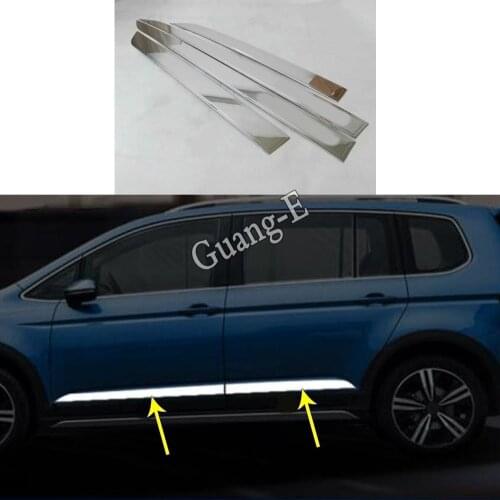 Car Body Cover Detector Stainless Steel Side Door Trim Strip Molding Parts For VW Volkswagen Touran L 2016 2017 2018 2019