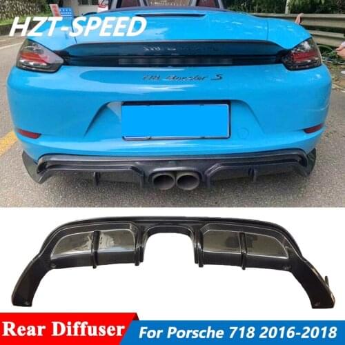 FRP and Carbon Fiber Rear Bumper Lip Diffuser For Porsche 718 Cayman Boxster Tuning 2016-2018