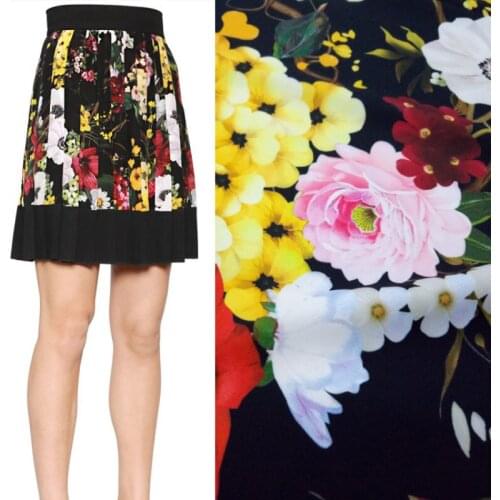 Italian Luxury Brand Printed Stretch Satin Womens Clothing Twill Fabric Handmade DIY Jacquard Fabric Wholesale Cloth Per Meter