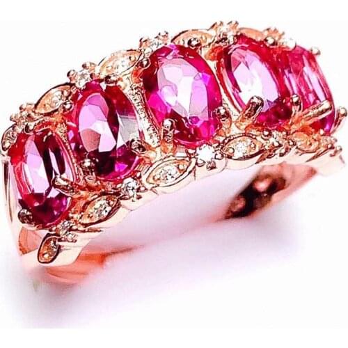 Natural High Quality Pink Topaz Ring Real 925 Sterling Silver Fine Fashion Charming Jewelry for Women MeibaPJFS