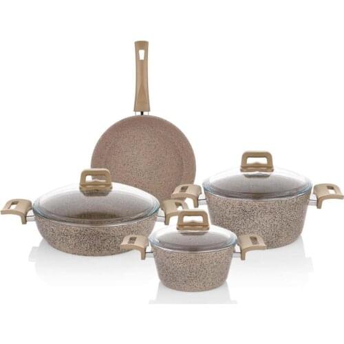 Schafer Brown Rock Granite 7 Piece Cookware