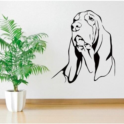 Hot Selling Vinyl Wall Sticker Basset Hound Dog Head Art Wall Decals Home Living Room Art Decorative Wall Mural 2976