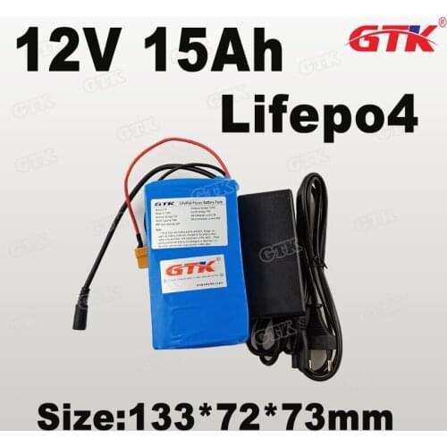 Lifepo4 12V 15Ah battery pack with BMS rechargeable for 240W solar power tools external camera flash Led light +2A Charger