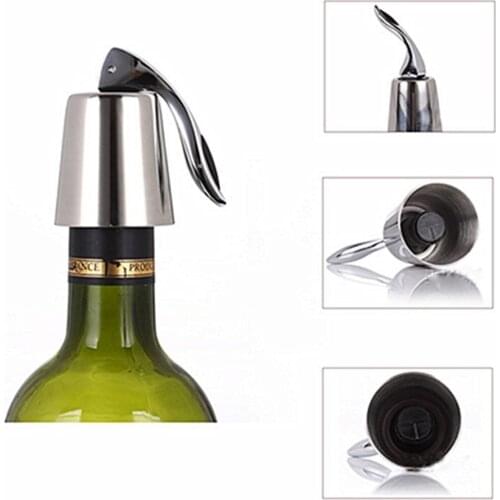 Wine Bottle Stopper Stainless Steel Reusable Leakproof Silicone Beverage Bottle Sealer Wine Fresh Saver