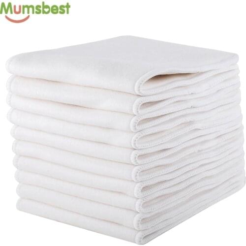 [Mumsbest]10pcs 4-Layer Bamboo Cotton Inserts In Diapers Diapers For Children Reusable Nappies Liner Ecological Reusable 13.5*36