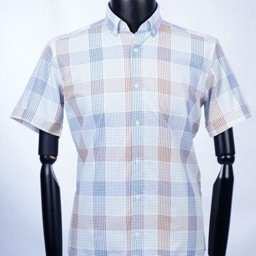 Short Sleeve Shirt for Men,100% Cotton, White Blue Brown, Mens Fashion 2021, New Season Collection
