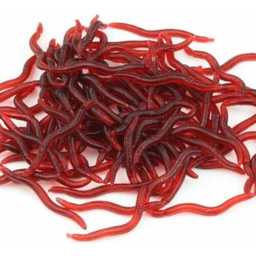 Mounchain 50 / 100 pcs/ lot Soft lure simulation worm net Fishing Lures Artificial Soft realistic Fishing tackle Bait Red