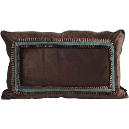 Diphylleia Lacy Lumbar Pillow Case Exclusive Design Pillow Sham Coffee Brown Velvet Textured Rectangle Cushion Cover Dropship