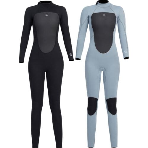 3mm Neoprene Wetsuits Women Back Zipper Full Diving Suits for Water Sport Long Sleeve Keep Warm Back Zipper for Water Sports