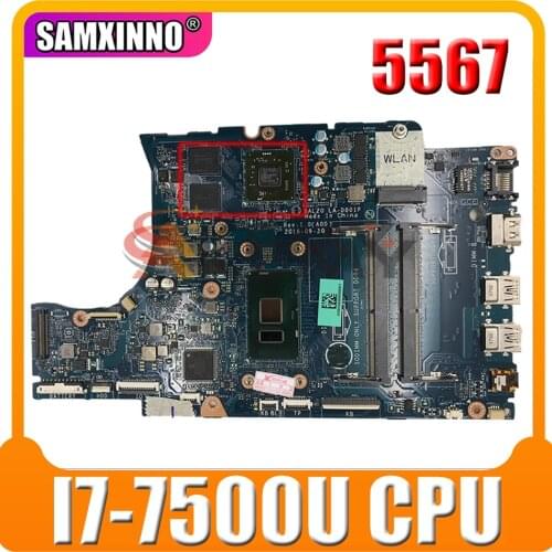 Original Laptop motherboard For DELL Insprion 5567 Core I7-7500U 216-0889018 Mainboard CN-0KFWK9 0KFWK9 BAL20 LA-D801P SR2ZV
