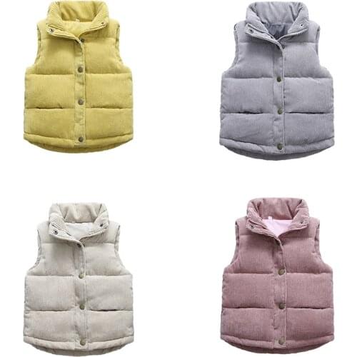 Autumn And Winter 2021 Girls' Warm Boys' Thickened Vest Childrens Coat Teenagers' Cotton Padded Jacket Vest 3-10 Years Old