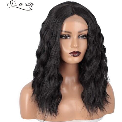 Is a wig Lace Front Wigs for Women Short Water Wave Black Synthetic Lace Wigs Free Part Natural Cosplay Blonde Bob Wigs