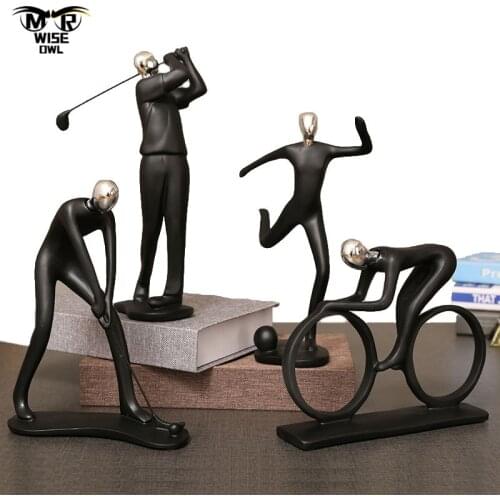 Resin Creative Sportman Statue Abstract Figurines for Interior Livingroom Bedroom Desktop Decoration Office Ornaments Home Decor
