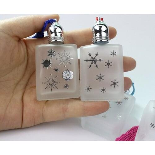 15ml Frosted Snowflake Bronzing Essential Oil Empty Bottle Square Glass Perfume Roll On Bottle 5PCS/LOT