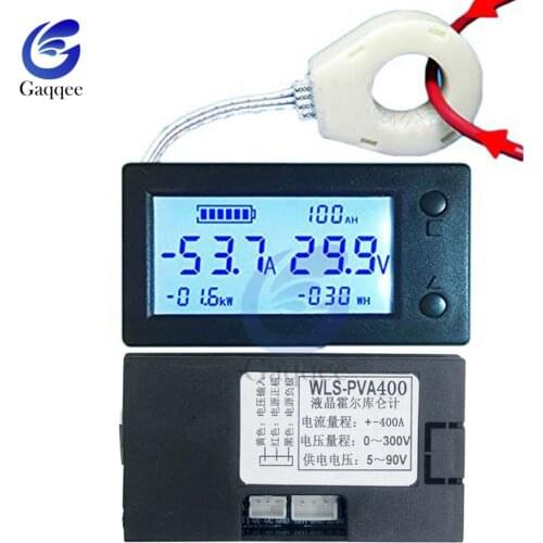 100A 200A 400A STN LCD Hall Coulomb Counter Meter Voltmeter Ammeter Voltage Auto Battery Monitor AMP Power Capacity Indicatotr